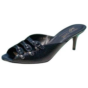 Donald Pliner Black Kogi Gator Leather Shoe New Sandal 3 Strap Buckle NWT $295 - Picture 1 of 3