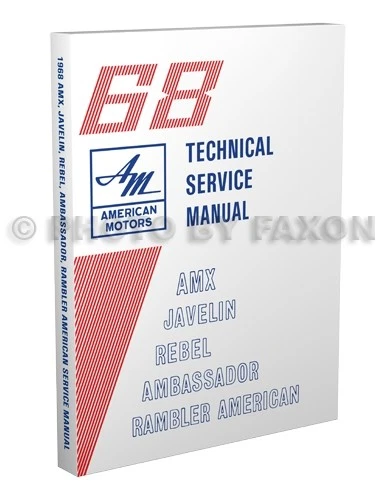 1968 AMC Riparazione Negozio Manuale Amx Javelin Rambler Rebel Ambassador - Immagine 1 di 4