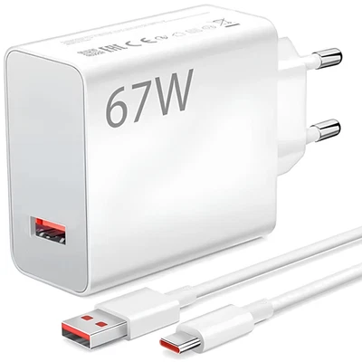 CARICATORE 67W PER XIAOMI CON CAVO CARICABATTERIE 67W ANDROID TURBO CHARGE USB-C - Immagine 1 di 4