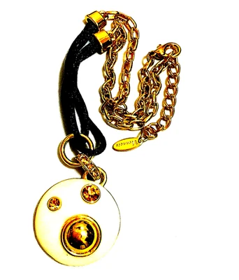 Veinnois Chapado en Oro 18K Collar Cadena Esmalte Esmalte Colgante Redondo NUEVO EE. UU. Foto 1 de 4