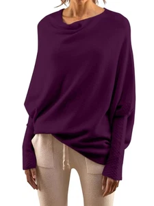 Jersey mujer otoño 2025 manga larga murciélago suelto sin hombros7132 - Imagen 1 de 7