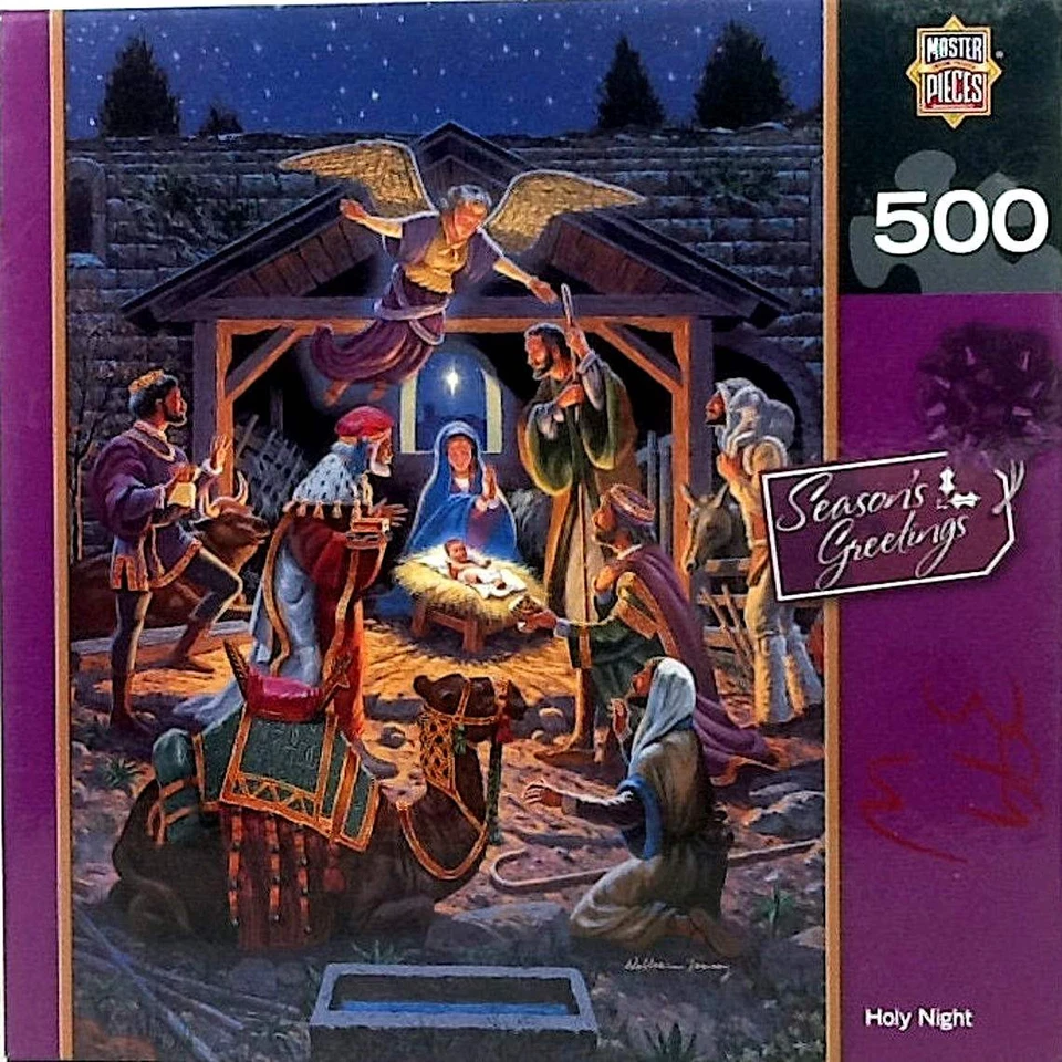 Rompecabezas Noche Santa Bebé Jesús Pesebre María José Tres Reyes Magos Ángel 500 piezas 15X21 Foto 1 de 1