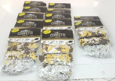 Lote de 12 paquetes de confeti de graduación dorados plateados negros de 1,2 OZ suministros de fiesta Foto 1 de 2
