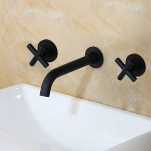 Rubinetto miscelatore lavabo doccia vasca bagno rubinetto parete due maniglie incrociate - Foto 1 di 9