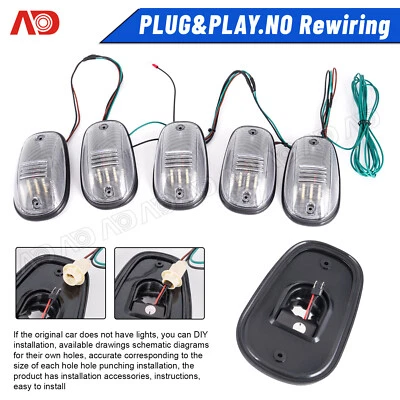 Luces de señalización de techo de cabina LED ámbar para camioneta Dodge Ram 1500 2500 3500 2003-2018 5x Foto 1 de 4