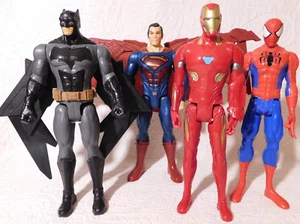 Lot of 4 11" Batman vs Superman w/ wings, Spider Man & Ironman - Picture 1 of 7