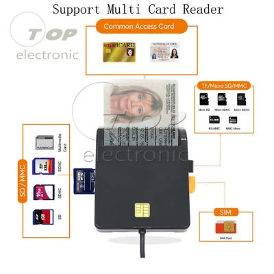 USB SIM Smart Multi Kartenleser für Bankkarte IC/ID EMV SD TF MMC Cardreader - Bild 1 von 4