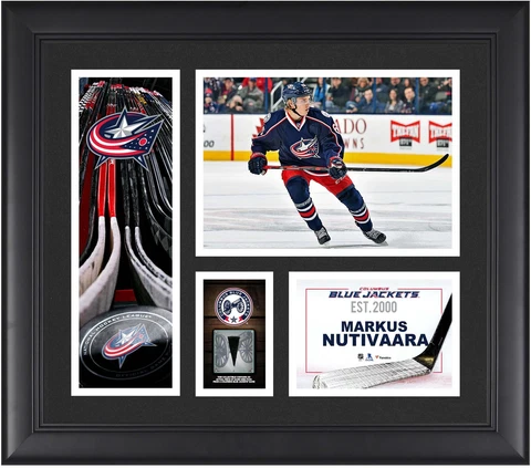 Markus Nutivaara Columbus Blue Jackets Framed 15x17 Collage & Piece of G-U Puck Cover