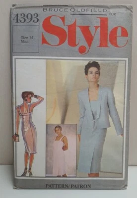Bruce Oldfield for Style Sewing Pattern 4393 Size 14 c1985 Lined Jacket & Dress - Image 1 of 4