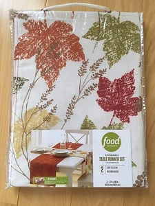 New Food Network Reversible Table Runner Set Fall Leaf Set Of Two Leaves Autumn - Picture 1 of 5