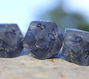 Dragon's Black Lightning Glass - Juego de dados de 7 piezas de piedras preciosas DND RPG 5e - Imagen 1 de 9