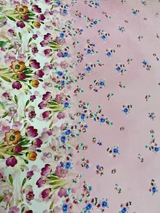 Bufanda 100% Seda Morera Suave Iridiscente Crepe de Chine Flores en Rosa 65x190cm - Imagen 1 de 5