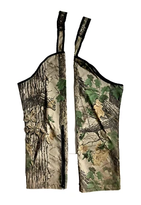 Vtg CABELA'S Brown REALTREE CAMO HUNTING CHAPS Outdoor Fishing Leg Cover Sz M - Image 1 of 4
