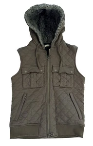 $998 Paolo Pecora Mens Quilted Jacket Hooded Vest Zip Olive Green Italy Small - Picture 1 of 3