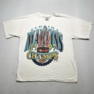 Vintage 90s Florida Marlins 1997 World Series Champions MLB T-shirt Sz L - Picture 1 of 9