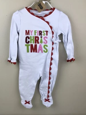 Mud Pie Bebé Niñas 3-6 Meses Mi Primera Navidad Ric Rac Kimono Dormir $34 NUEVO Foto 1 de 4