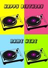DJ Decki Pop Art Gramofon Urodziny Powitanie Spersonalizowana kartka Dowolne imię