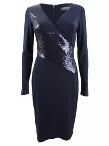 Lauren by Ralph Lauren Women's Sequin-Panel Jersey Dress - Picture 1 of 4
