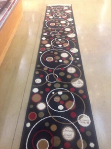 45 FOOT STAIR - HALLWAY RUG RUNNER 23' WIDE BLACK, MULTY COLOR ,LOW PILE - Picture 1 of 4