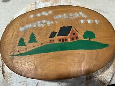 Vintage Primitive Reproduction Oval Shaker Band Box Hand Painted Barn 