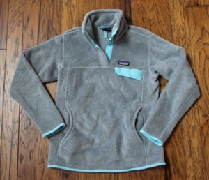 Patagonia Womens  Medium Gray Re-Tool Snap-T Fleece Pullover Light Blue Polartec - Picture 1 of 11