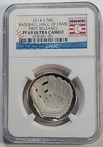 2014-S BASEBALL HALL OF FAME CLAD PROOF HALF DOLLAR PF69 UC NGC - EARLY RELEASES - Picture 1 of 4