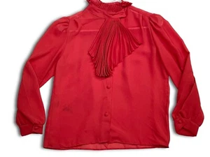 70’S 80’S Red Geek Secretary Bluse - Bild 1 von 5