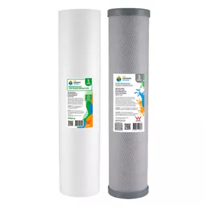 Whole House Water Filter Cartridges 5um 20"x4.5" Silver Carbon 2-28 4-19BCC05 - Picture 1 of 1