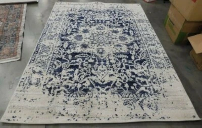 Tapete manchado CREME/MARINHO 6'-7" X 9'-2" preço reduzido 1172604829 MAD603D-6 - Imagem 1 de 4