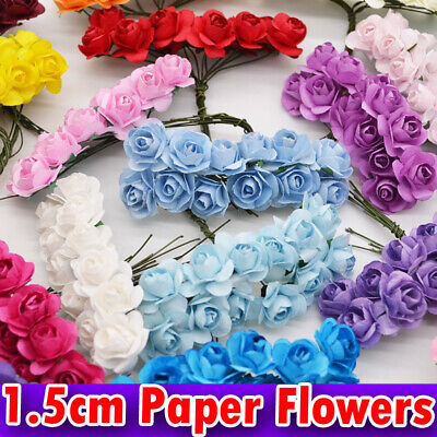 Mini Artificial Rose Flowers Paper Wedding Flower Decor Diy Craft Home  • 6.96€