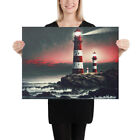 Light Houses Protecting the Ocean Shore Print on Canvas