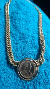 VINTAGE Miriam Haskell 24 KARAT russische Goldplatte PANZERKETTE Münze Halskette  - Bild 1 von 6