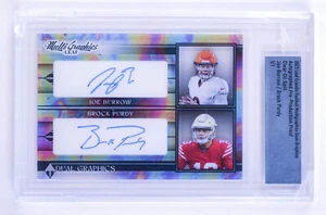 Joe Burrow / Brock Purdy 2023 Leaf Eclectic Football Pre-Production Auto 1 of 1 - Picture 1 of 2
