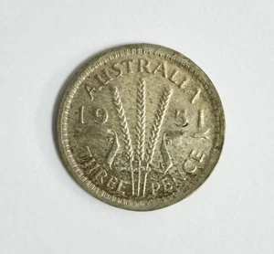 Mazuma*FC624 Australia 1951 King George VI Three Pence Silver Coin AVF - Picture 1 of 2