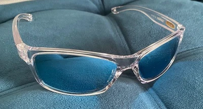 *COMO NUEVO* ARNÉS REVO TRANSPARENTE con lente de agua azul polarizada gafas de sol RE 4071 09 BL Foto 1 de 4
