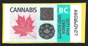 Canada | British Columbia BC CANNABIS 2018 Marijuana Duty Paid Revenue on Piece - Picture 1 of 5