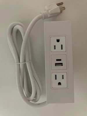 Unidad de distribución de energía para muebles - 2x tomas de corriente 120V 12A y 5V USB blanco ZG-JJM-A2 Foto 1 de 4