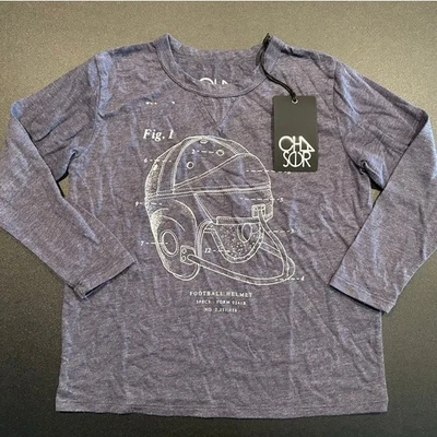 NUEVO CON ETIQUETAS Chaser Casco de Fútbol Gráfico Camiseta Manga Larga, Azul Marino, Niños Talla 6 Foto 1 de 4