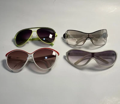 4 Vintage style 80s 90s Sunglasses Opti-ray Retro white red yellow tinted 4 Lot - Image 1 of 4