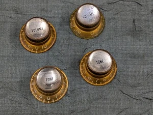 Vintage 1960's Gibson Gold Reflector Top Hat Knobs Fits ES 335 Les Paul 61 62 63 - Picture 1 of 14
