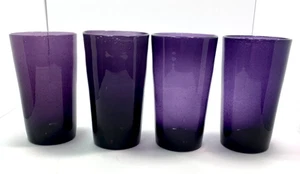 4 mundgeblasene lila Blase Glas Becher 6" hoch, 16 Unzen Handwerk Trinkgeschirr - Bild 1 von 16