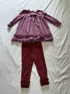 Matilda Jane purple Long Sleeve Top With 3-ruffle Pants Set Size 18-24 mo - Picture 1 of 14