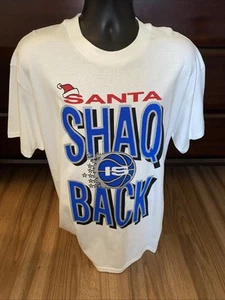 Vintage 90s Santa Shaq Is Back Shaquille O'Neal NBA SINGLE STITCH T Shirt XL USA - Picture 1 of 6
