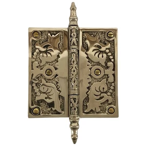 Victorian Polished Brass Door Hinge 4 Inch - Picture 1 of 2
