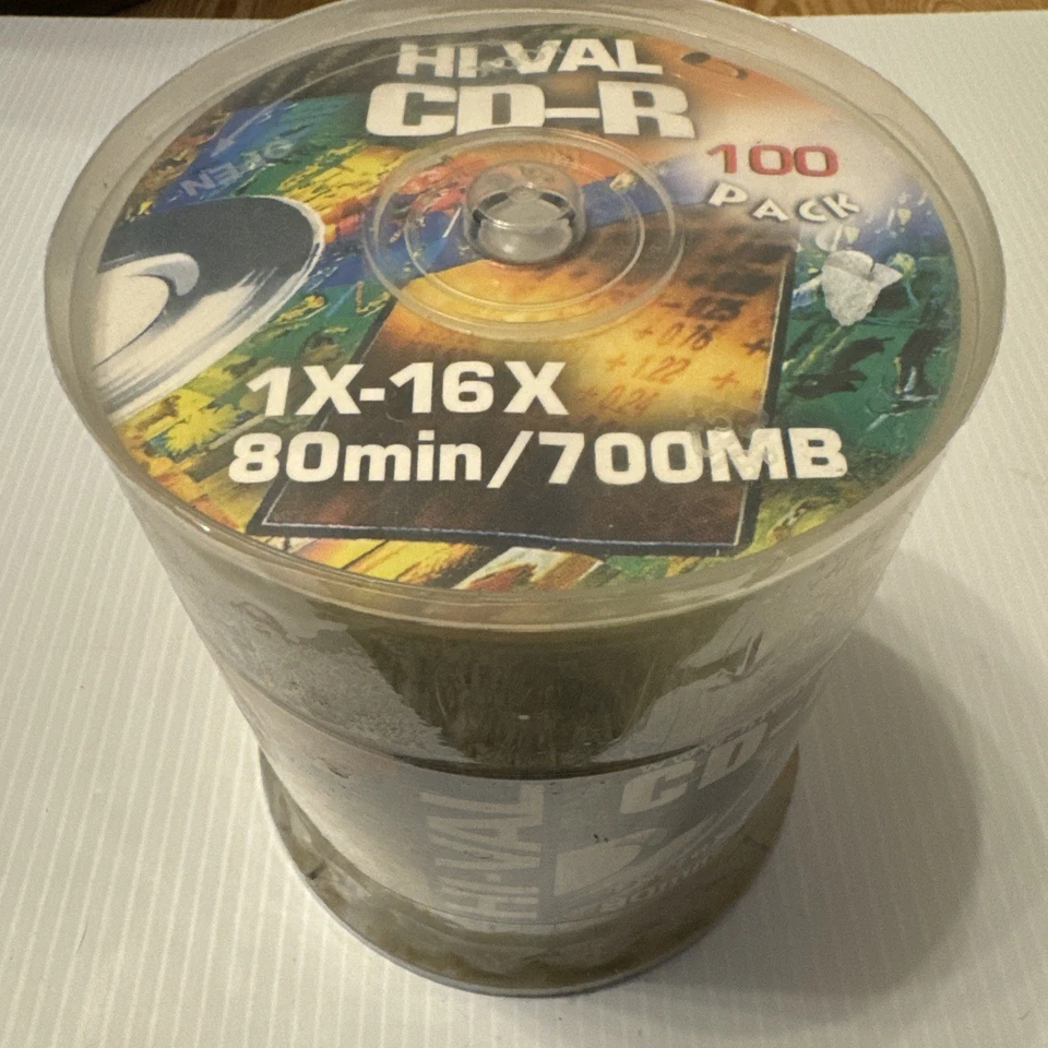 Paquete de 100 discos en blanco grabables Hi-Val CD-R, 1x-16x, 650 MB, 80 min Foto 1 de 3