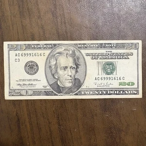 1996 TRINARY $20 Federal Reserve Twenty Dollar Note Flipper Serial # 69991616 - Picture 1 of 8
