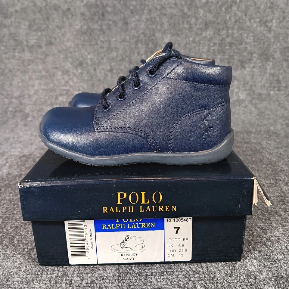 Polo Ralph Lauren Niño Pequeño Kinley Zapatillas Altas Zapatos Talla 7 Azul Marino Foto 1 de 4