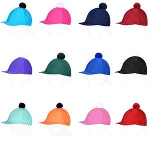 Galoppladen Reithelmbezug, Lycra Reitmütze Seide mit Bommel - Bild 1 von 25