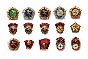 Set 15 Pin Anstecker Original Sowjetrussland Lenin, bereit für Arbeit und Verteidigung UdSSR - Bild 1 von 18