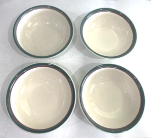 Set of 4 Pfaltzgraff Sky Pattern, 6" Soup Bowls Off-White Blue Bands - Picture 1 of 8